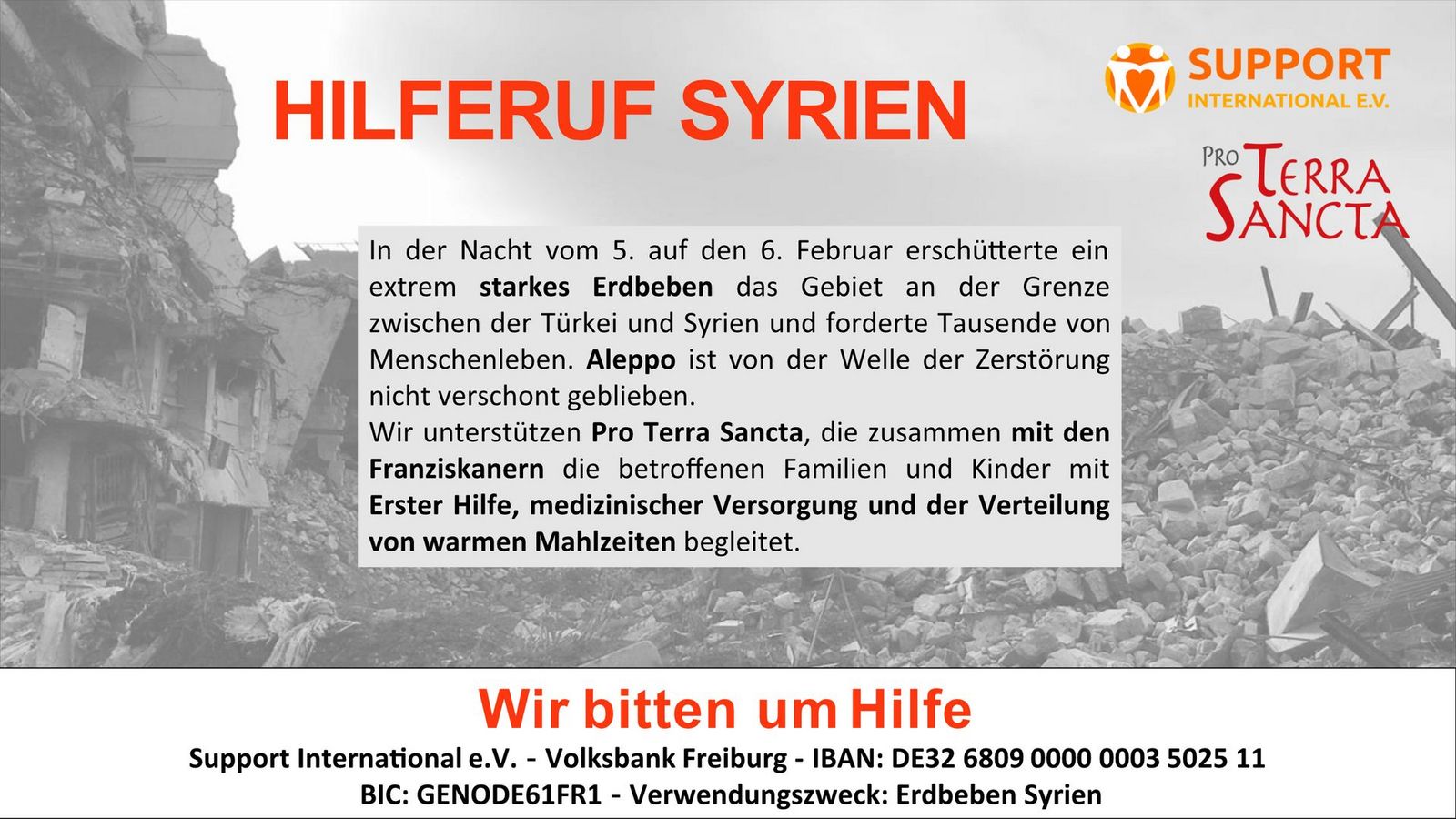 Hilferuf Erdbeben Syrien